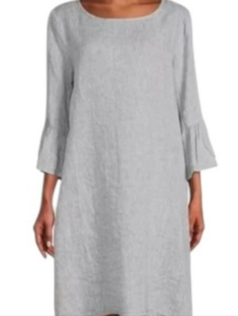 Bryn Walker Phryne Bell Sleeve Linen Dress Gray Size Medium